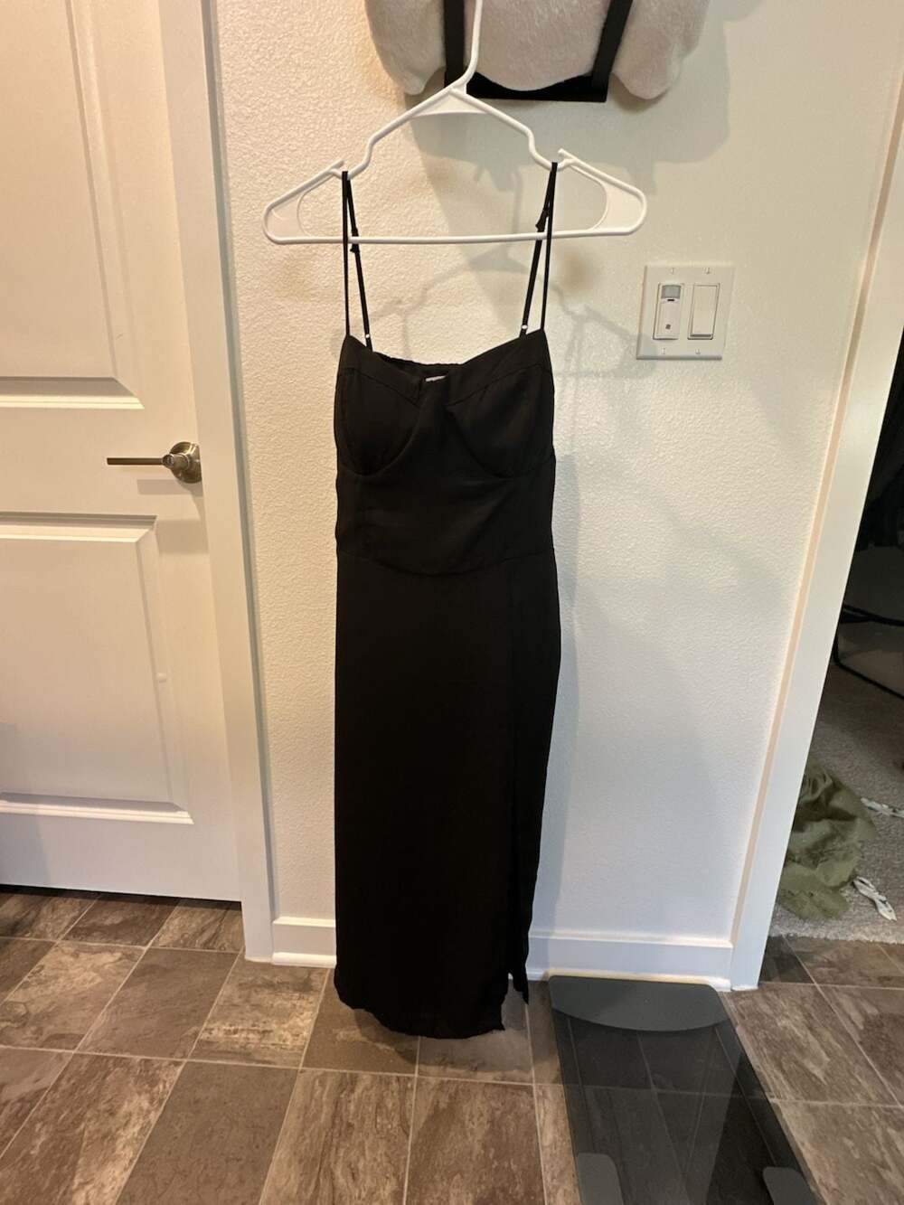 SOCIALITE Black Front-Slit Bustier Midi Dress